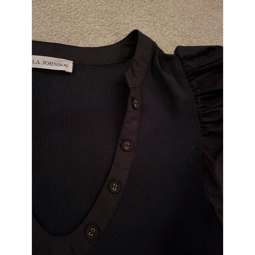 Ulla Johnson Women's‎ Amiri Black Puff Sleeve Tiered Ruffle Mini Dress- Size S - Picture 8 of 12
